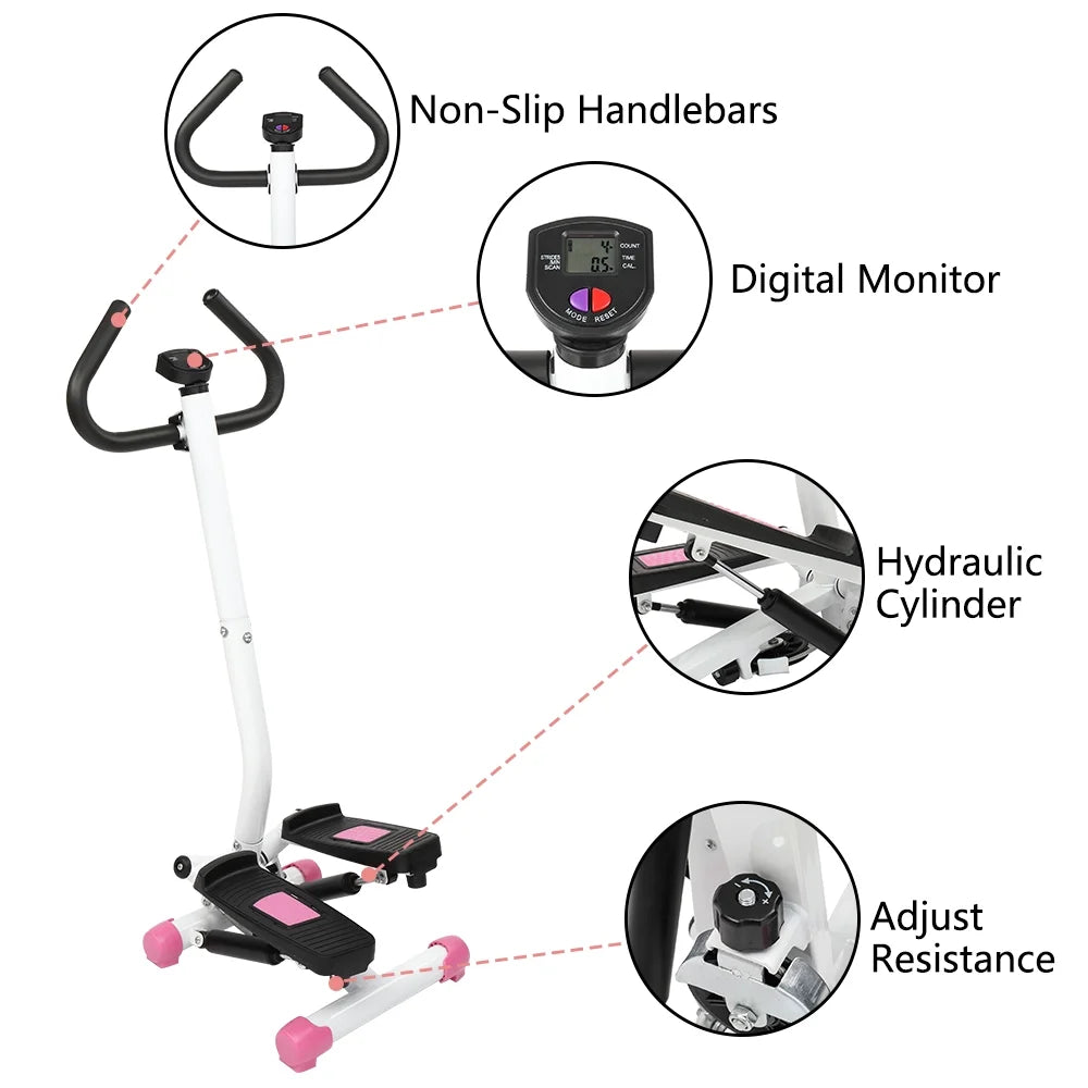 Mini Paso Aeróbico, Máquina De Fitness Con Asa, Rosa